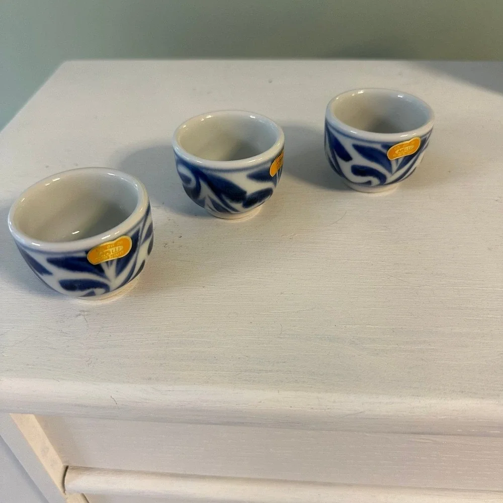 Set of 3 tiny bowls sushi soy sauce Japanese Asian charcuterie